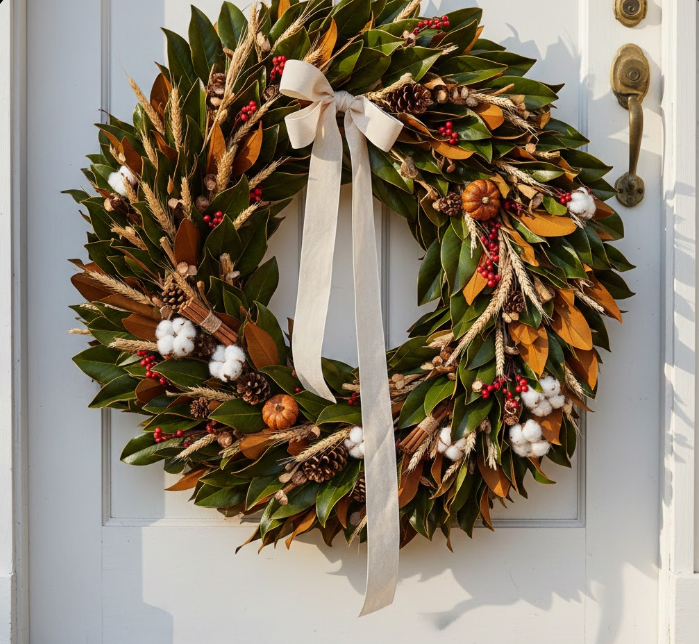 Natural Magnolia Harvest Wreath