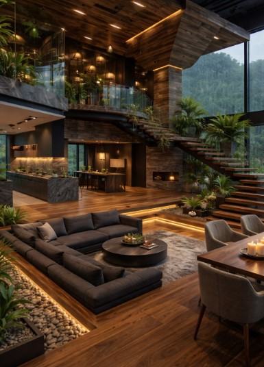 Natural Wood and Greenery