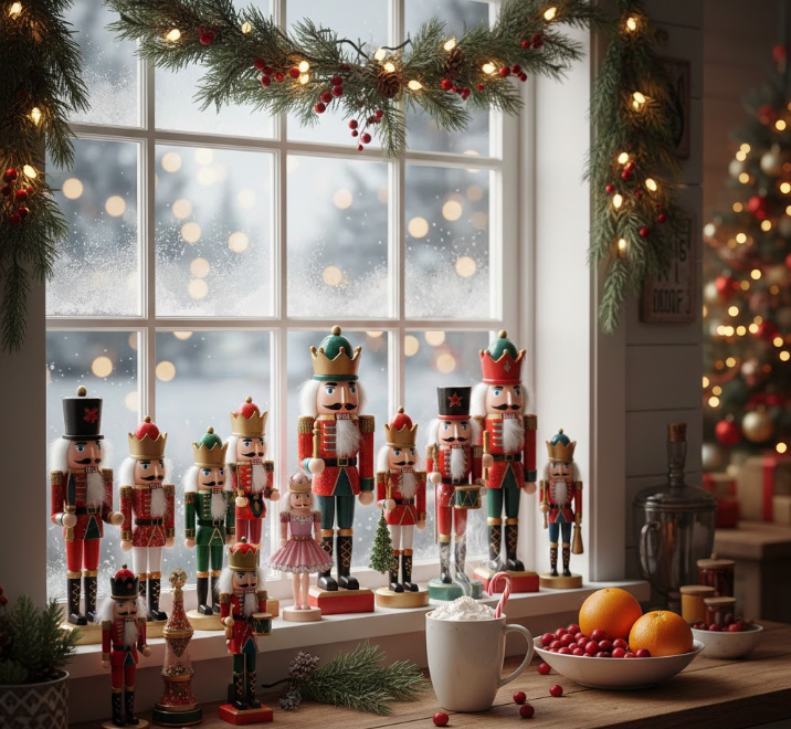 Nutcracker Figurine Collection on Windowsill