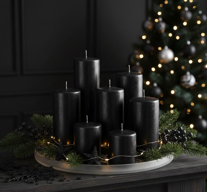  Obsidian Black Candles in Varying Heights