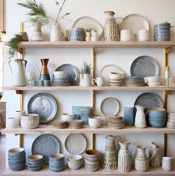  Open Shelving with Ceramic Pottery Display