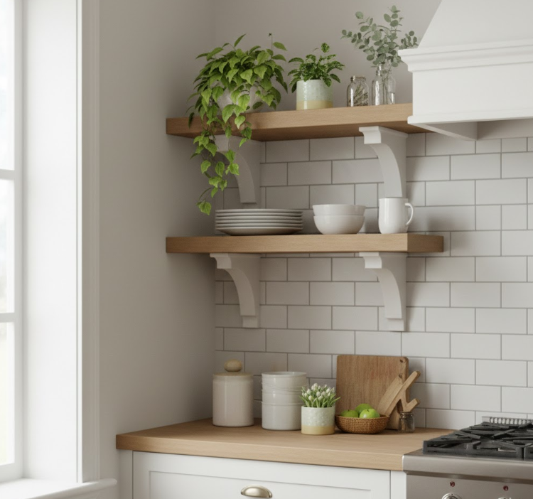 Open Shelving with Greenery