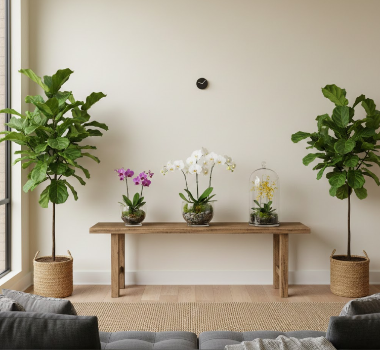 Orchid Displays on Console Tables