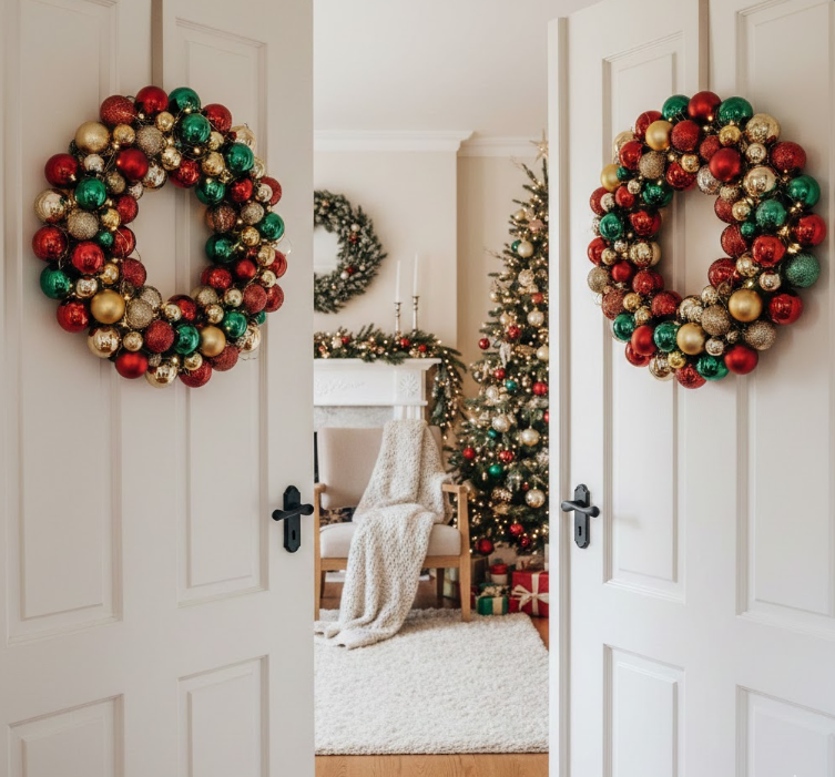 Ornament Wreaths on Interior Doors