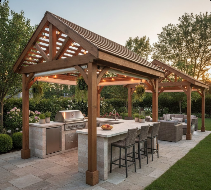  Outdoor Kitchen With a Roof
