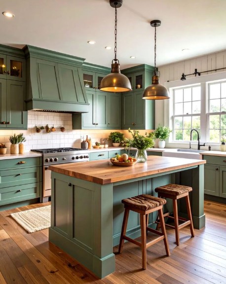  Paint Your Kitchen Island Sage