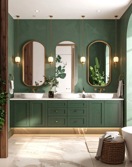 Paint the Sink Vanity in a Fresh, Bold Green