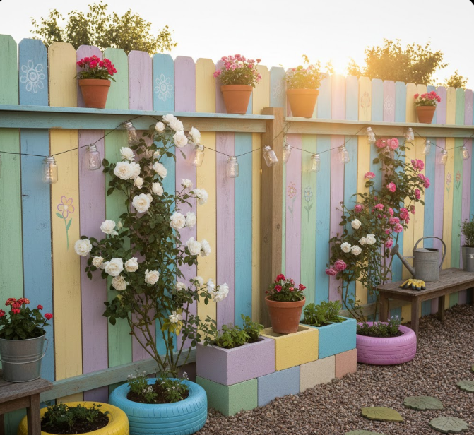 Painted Garden Fence