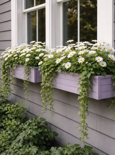 Painted Lavender Window Boxes