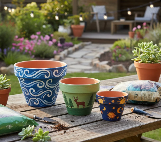 Painted Terra Cotta Pots 