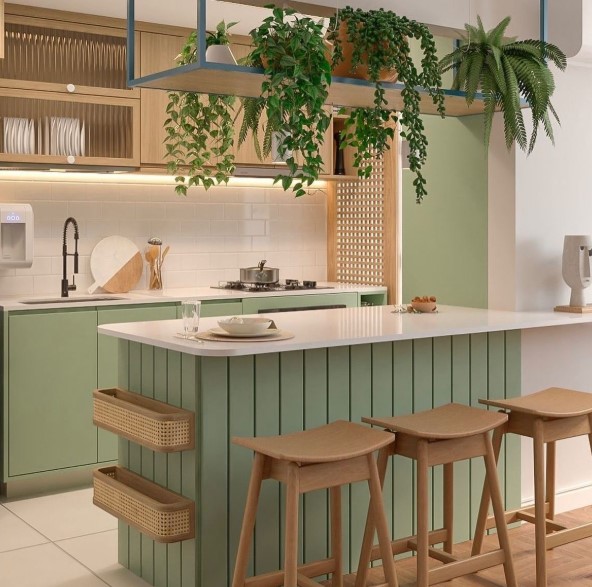 Pair Sage Green With Wood