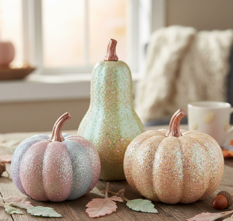 Pastel Glitter Pumpkins