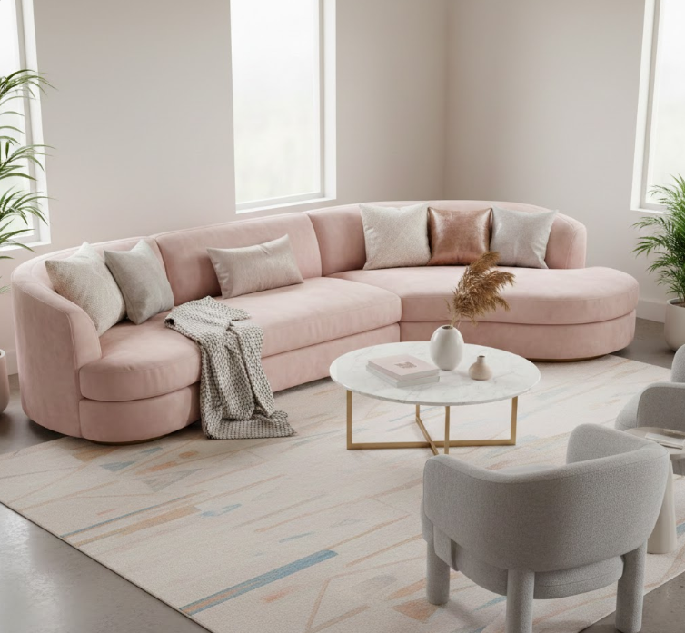 Pastel Pink Sofa Softness