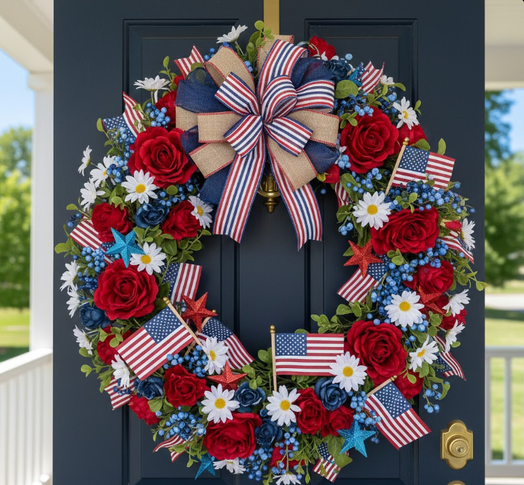 Patriotic Red, White & Blue Wreath