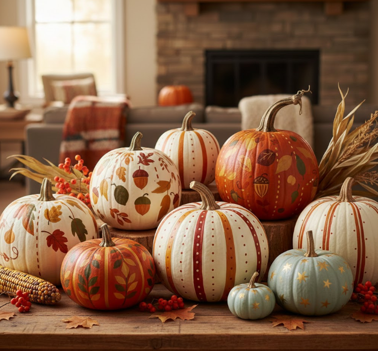 Patterned White Pumpkins