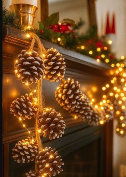 Pine Cones, Twigs & Lights