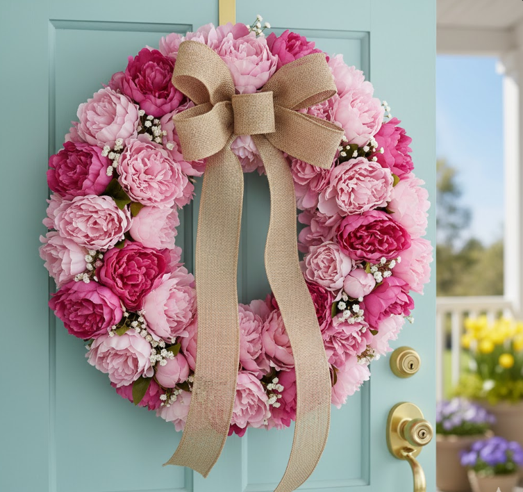 Pink Peony Wreath