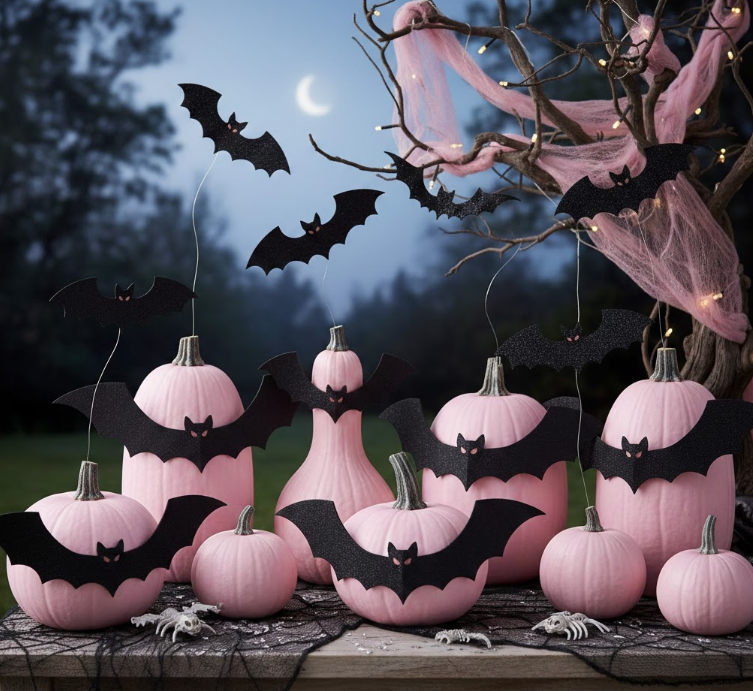 Pink Pumpkin Bat Display