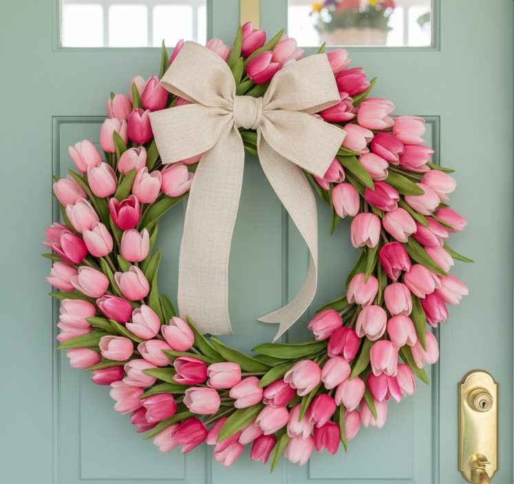 Pink Tulip Wreath