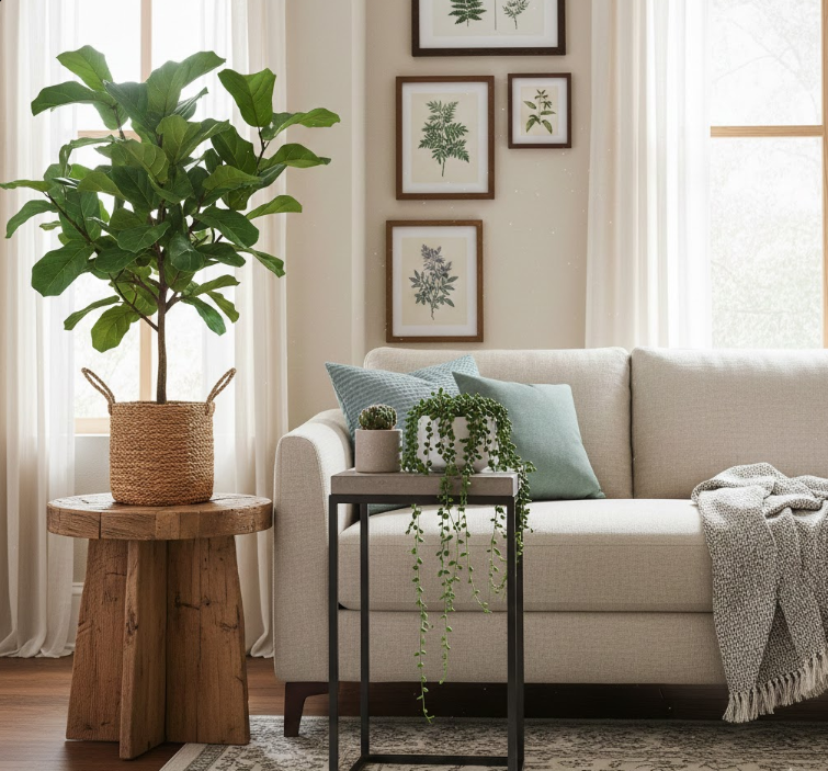 Plant-Topped Side Tables