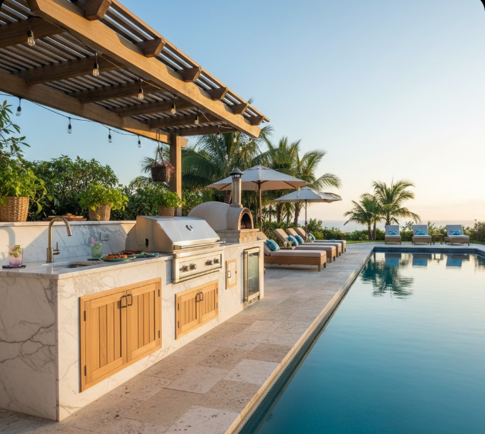 Poolside Kitchen Setup