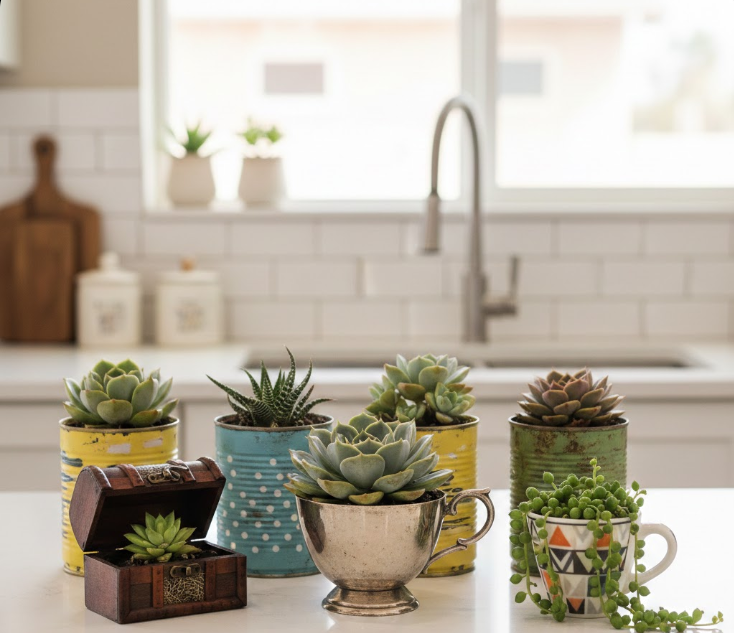  Potted Succulents in Unique Containers