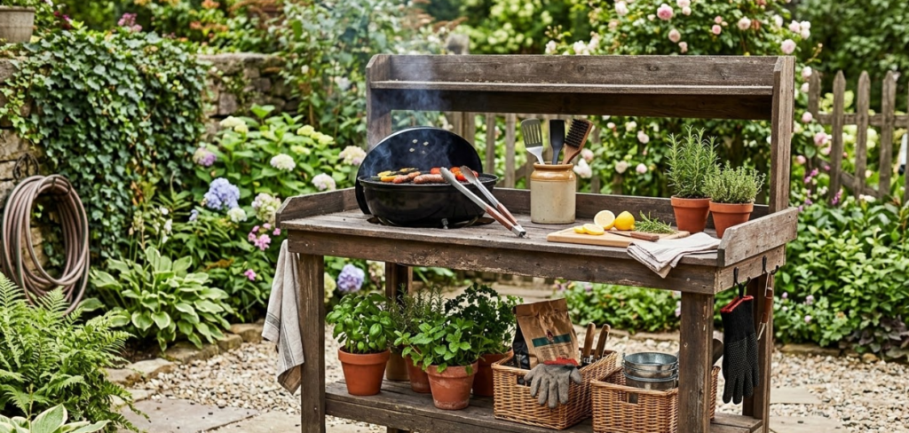 Potting Bench Turned Cooking Station