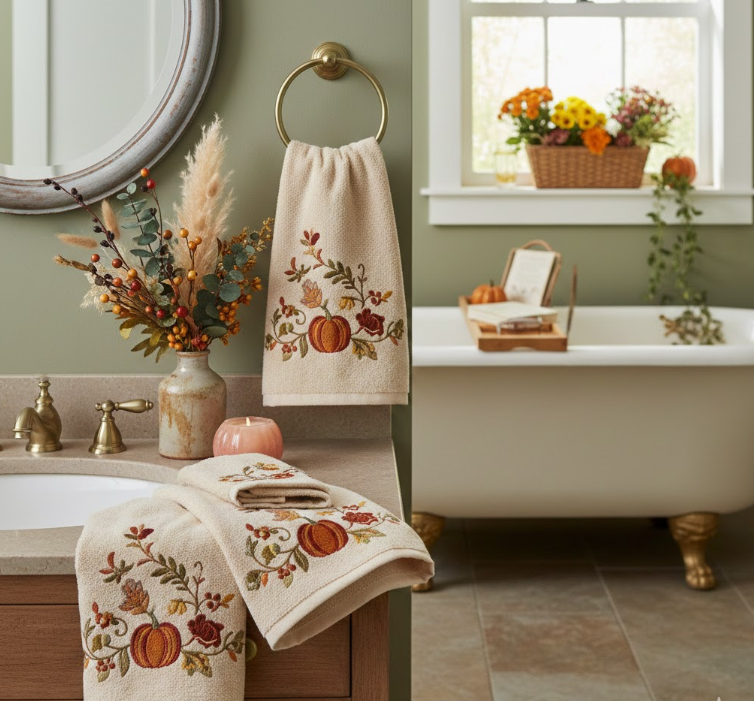 Pretty Hand Towels with Floral Accents