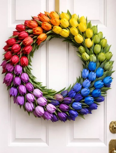 Rainbow Tulip Wreath
