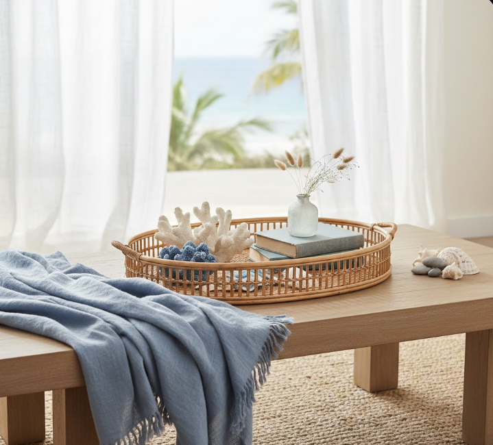Rattan Tray for Coastal Texture