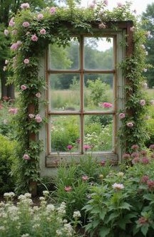 Repurposed Window Frame Trellis
