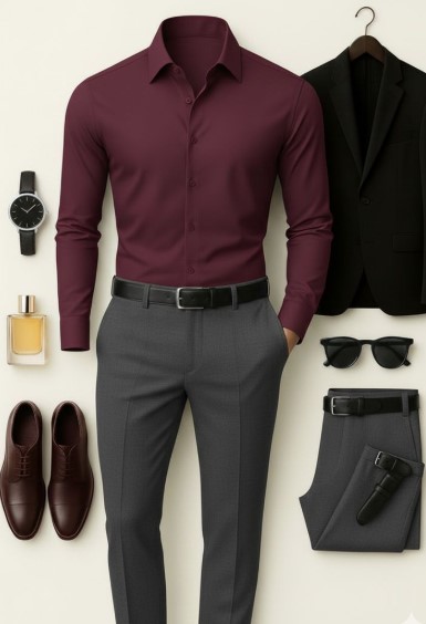Rich Burgundy and Gray