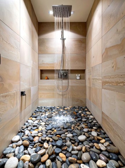 River Rock Shower Floors