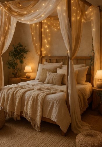 Romantic Four-Poster Canopy Bed