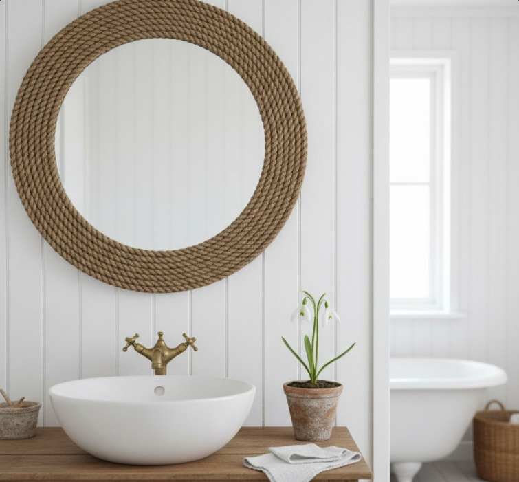 Rope-Framed Mirrors for Bathrooms