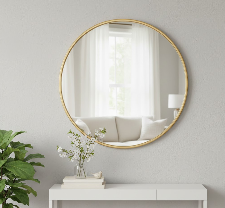Rounded Gold-Framed Mirrors
