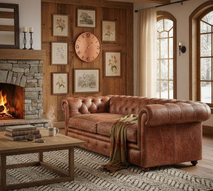 Rustic Leather Chesterfield