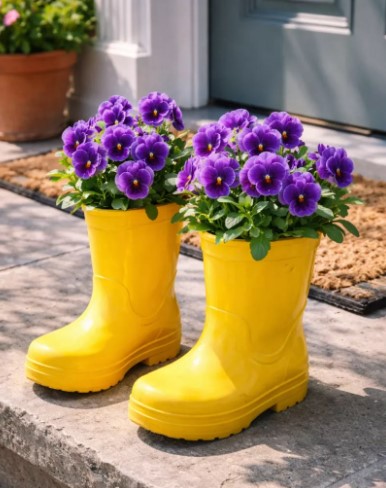 Rustic Rain Boot Planters