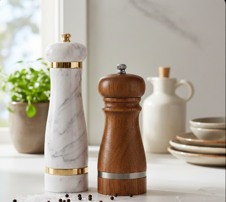  Salt and Pepper Grinders in Contrasting Materials