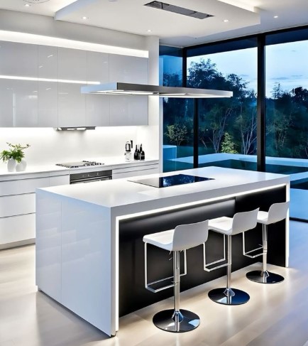 Seamless White Kitchen Island