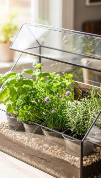 Showcase Herbs in Glass Terrariums