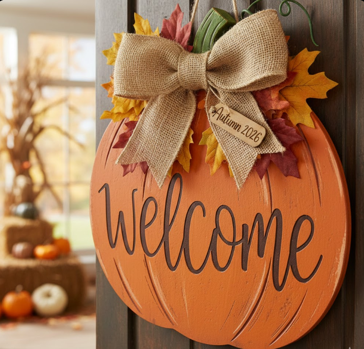 Simple Orange Welcome Pumpkin