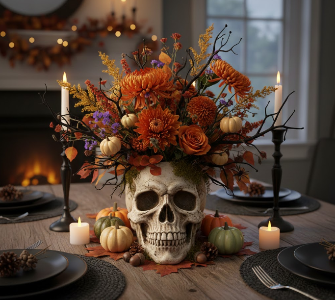 Skull Bloom with Autumn Colors