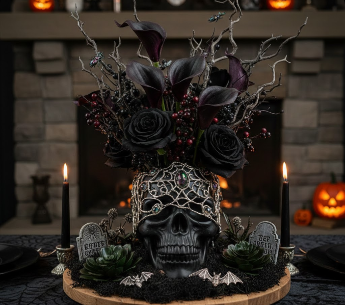 Skull Vase and Goth Garden Glam
