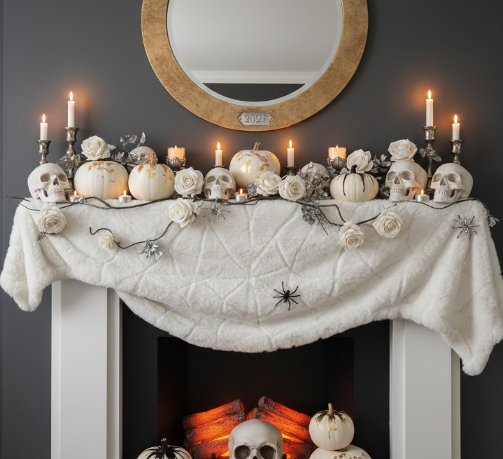 Skull and White Pumpkin Chic
