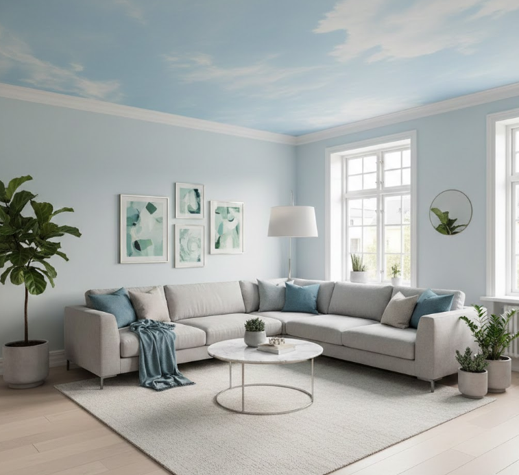 Sky-Blue Ceilings for a Surprise Twist