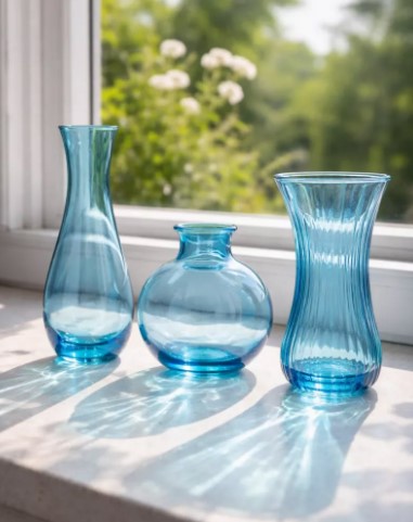 Sky Blue Glass Vases