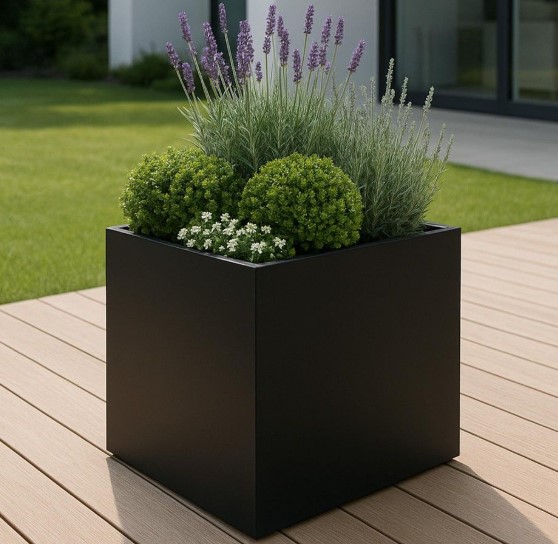 Sleek Black Box with Bold Foliage