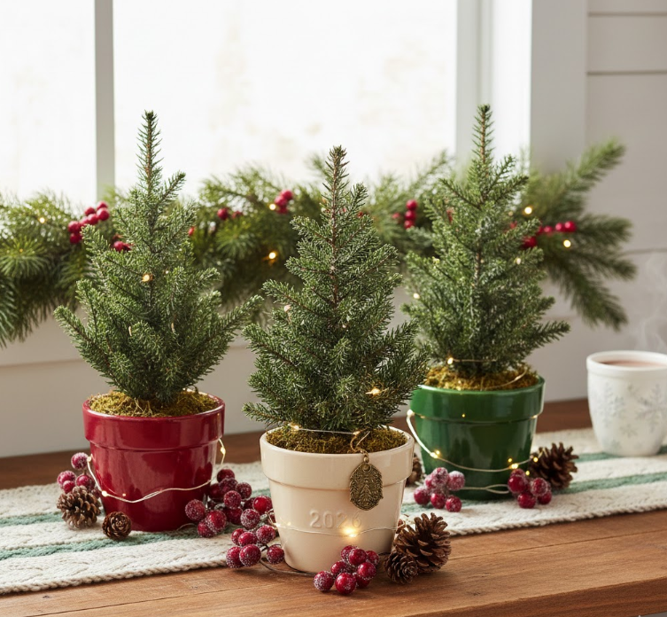 Small Potted Evergreen Centerpieces