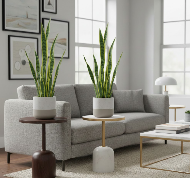 Snake Plants as End Table Accents